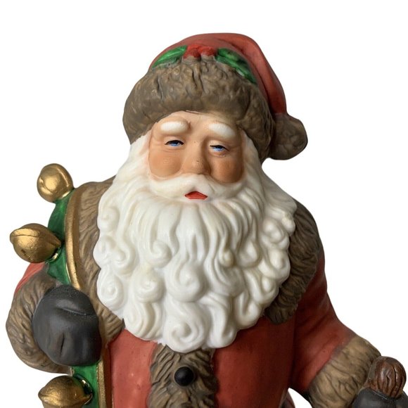 Traditions Christmas Porcelain Santa Claus Figurine Holding Bells Bag of Toys - Picture 9 of 12